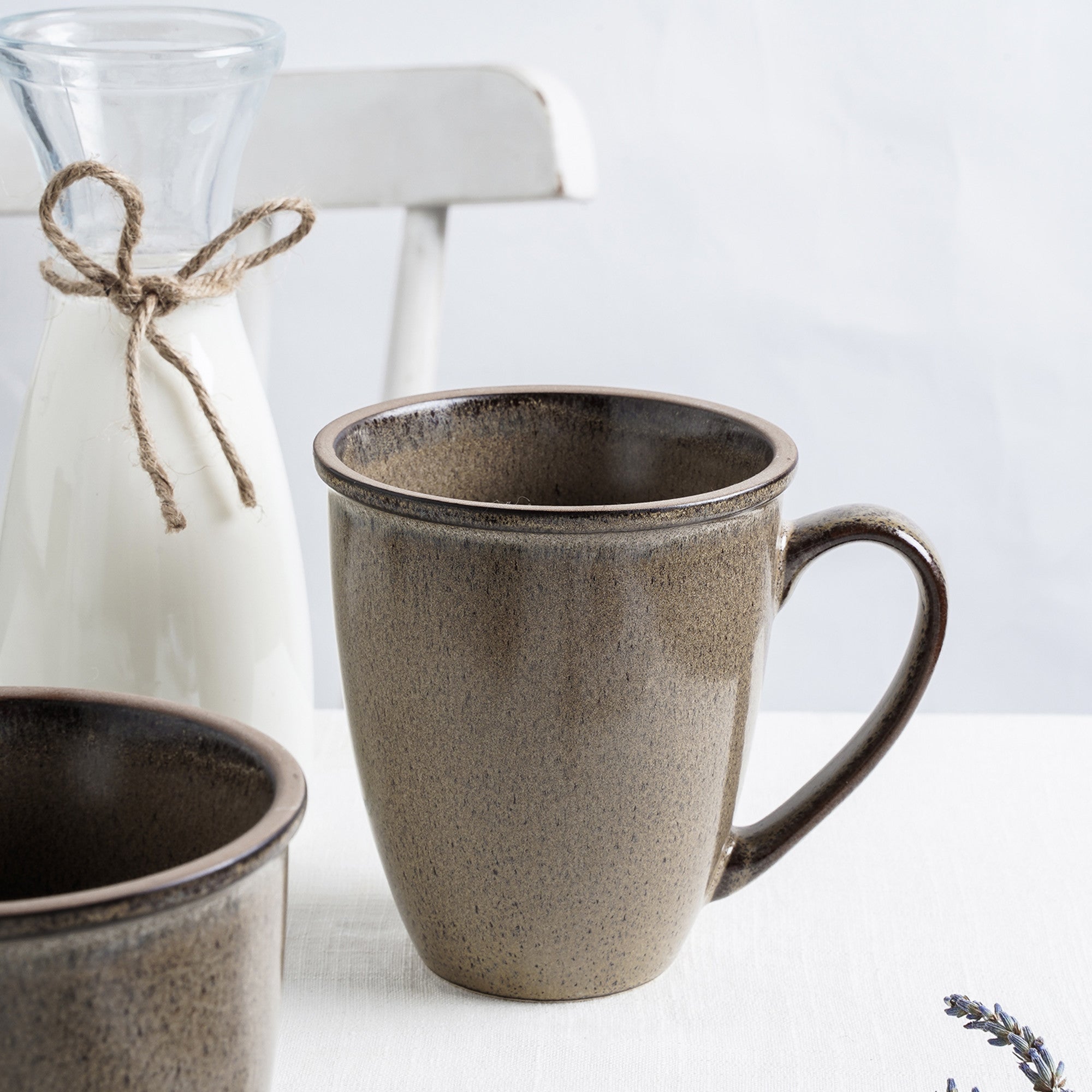 Tina Stoneware Mug - Green And Beige