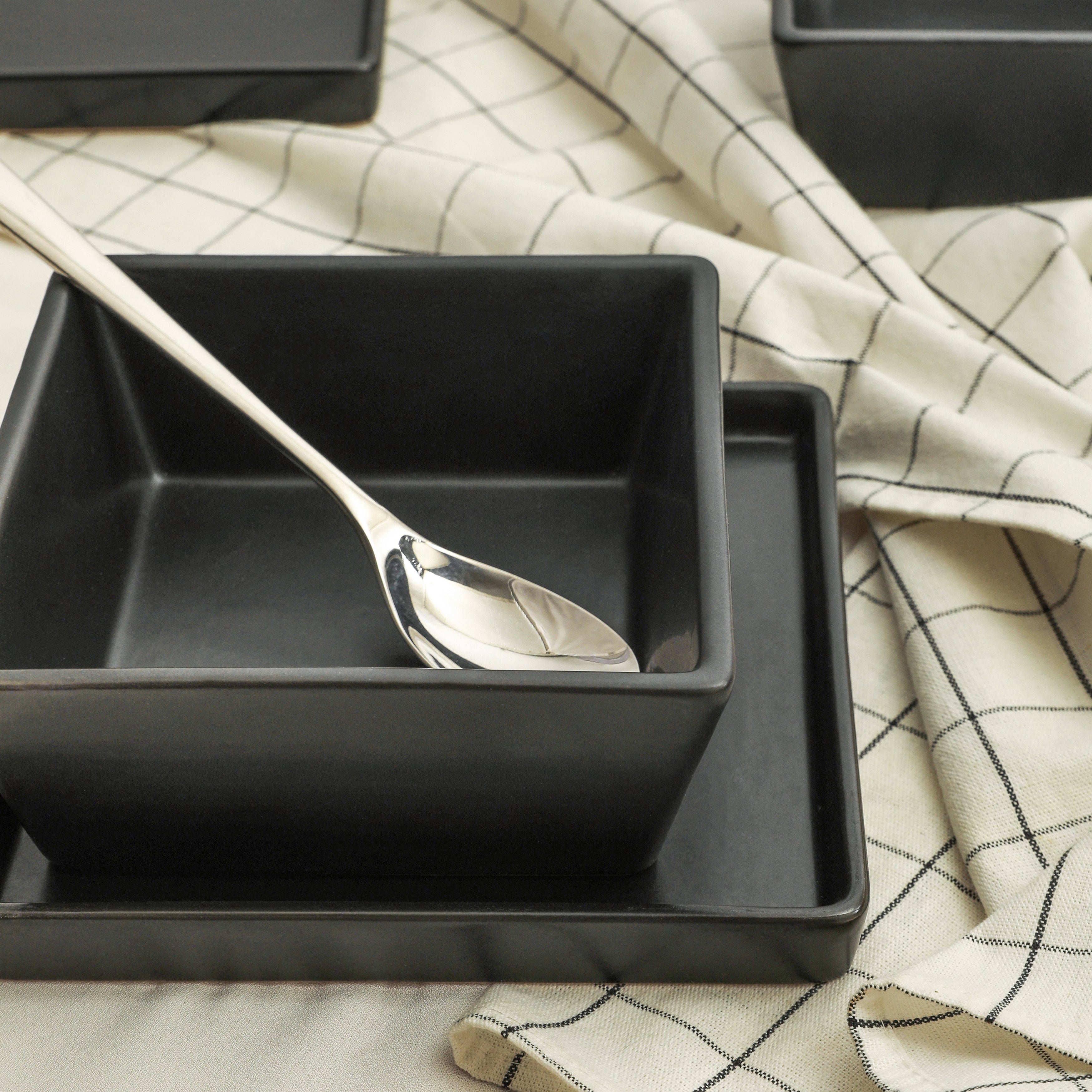 Grace Stoneware Dinnerware Set - Black Matte