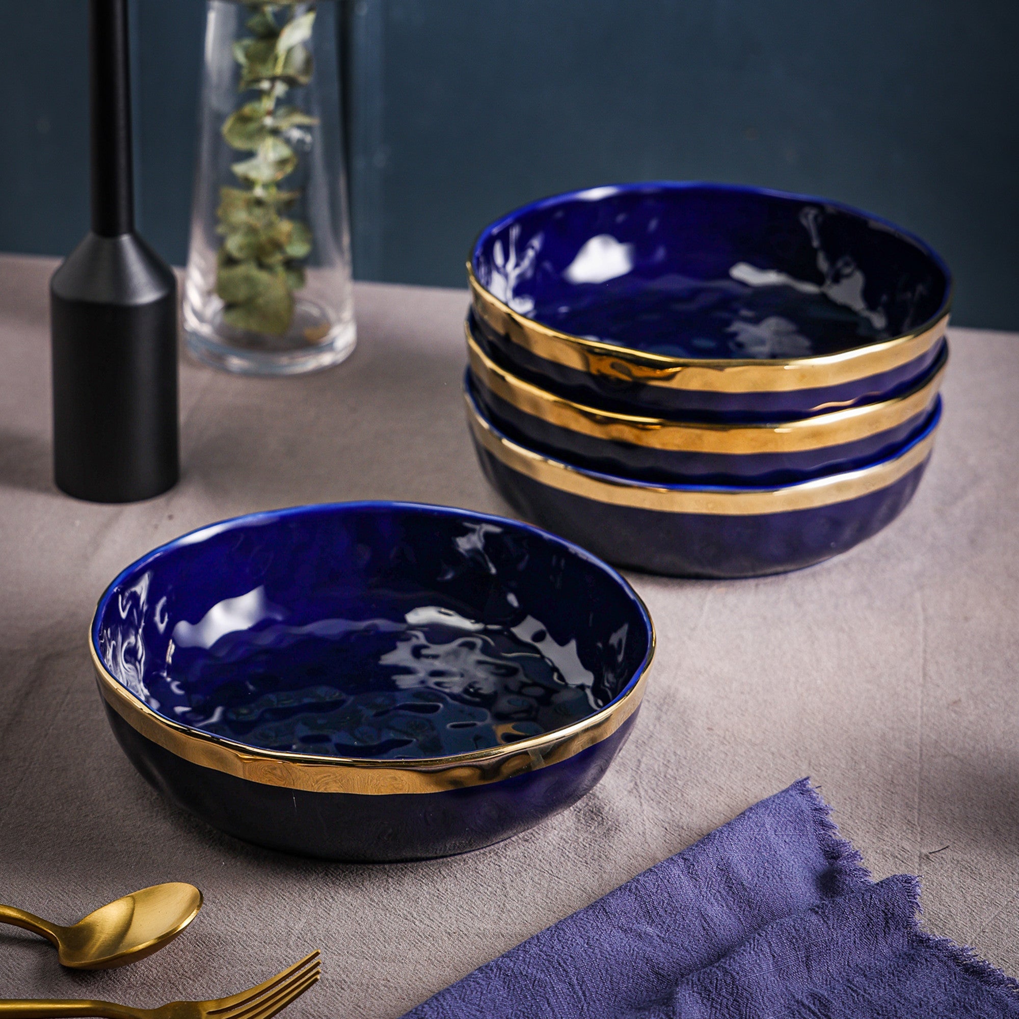 Florian Porcelain  Pasta Bowl - Blue