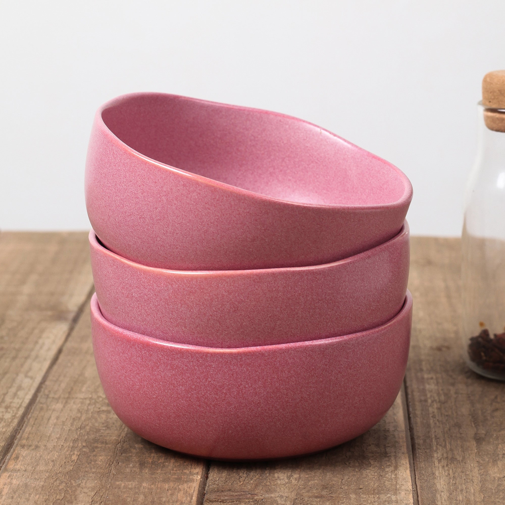 Tom Stoneware Bowl - Pink White