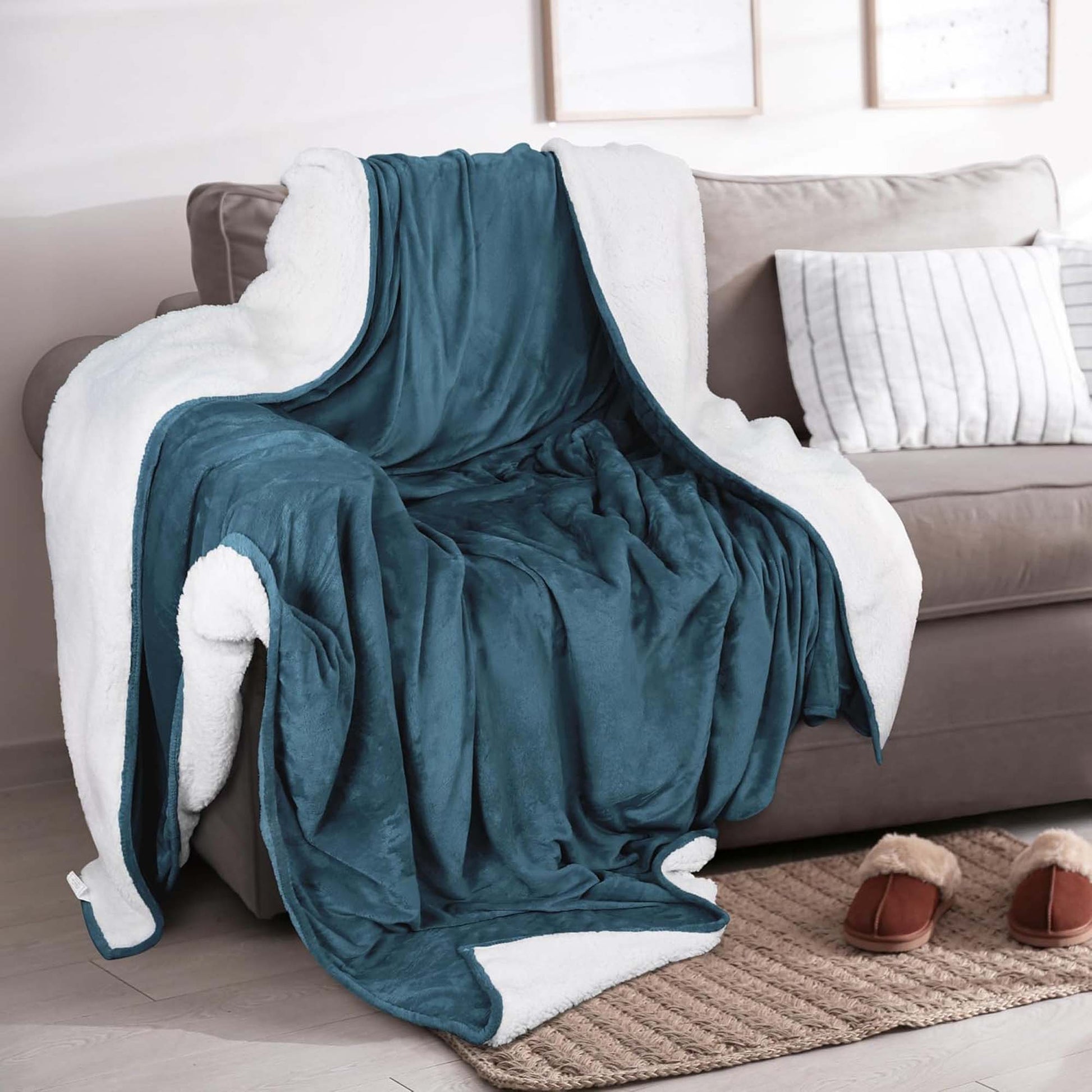 Velvet Plush Sherpa Bed Blanket - Sherpa Fleece Collection - Best Buy Furniture
