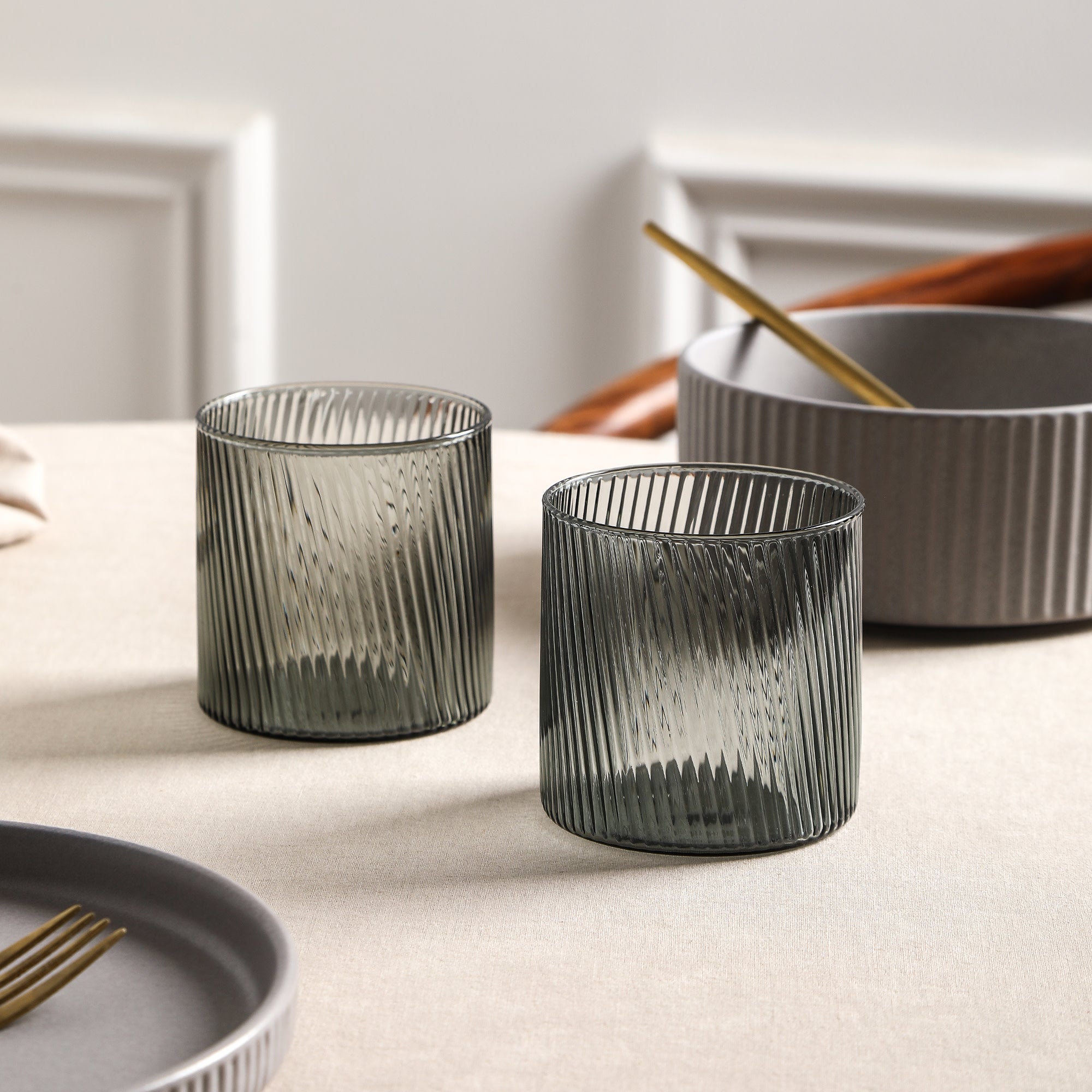 Haven Stoneware, Borosilicate Glass Dinnerware Set - Grey