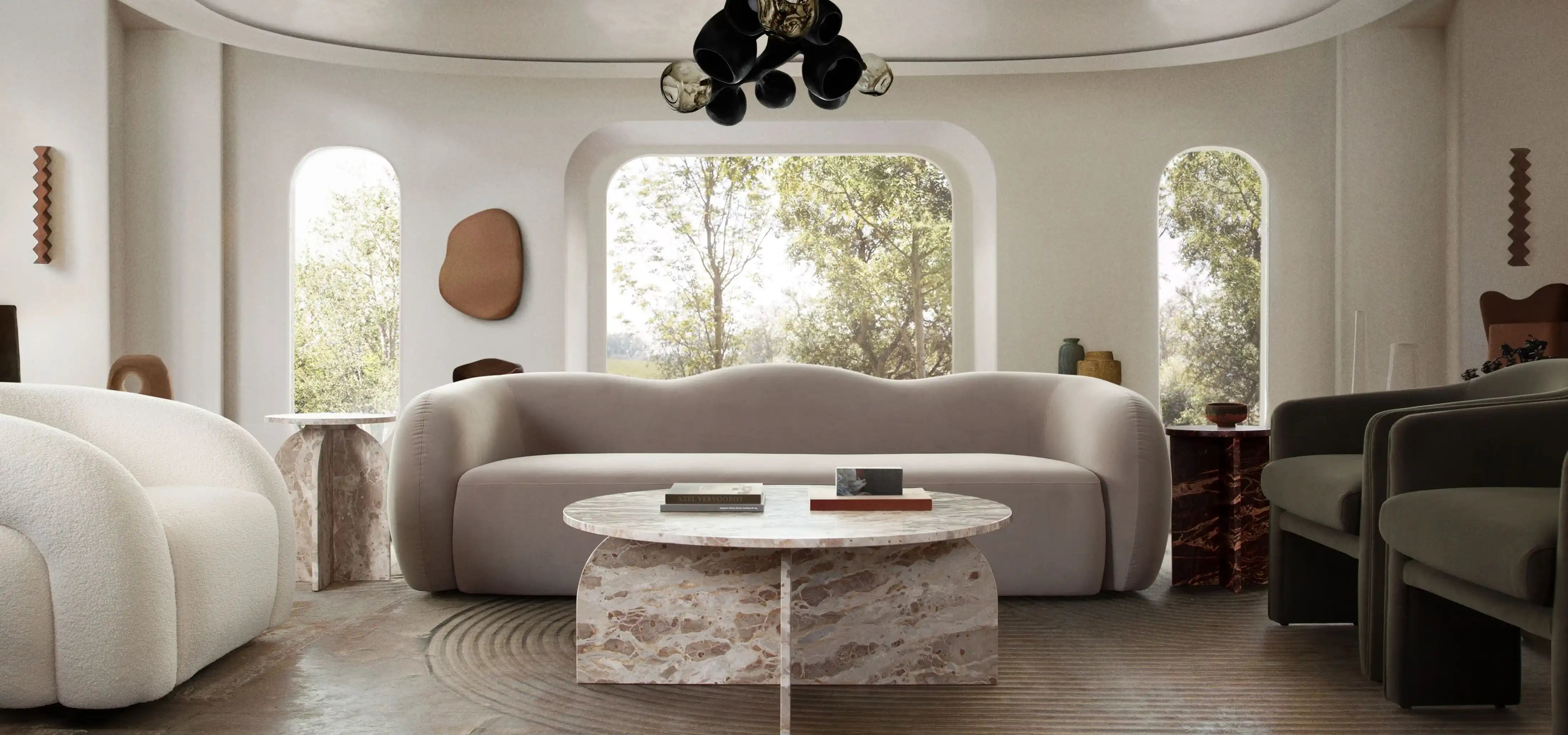 Maya Winter Mink Performance Velvet Sofa