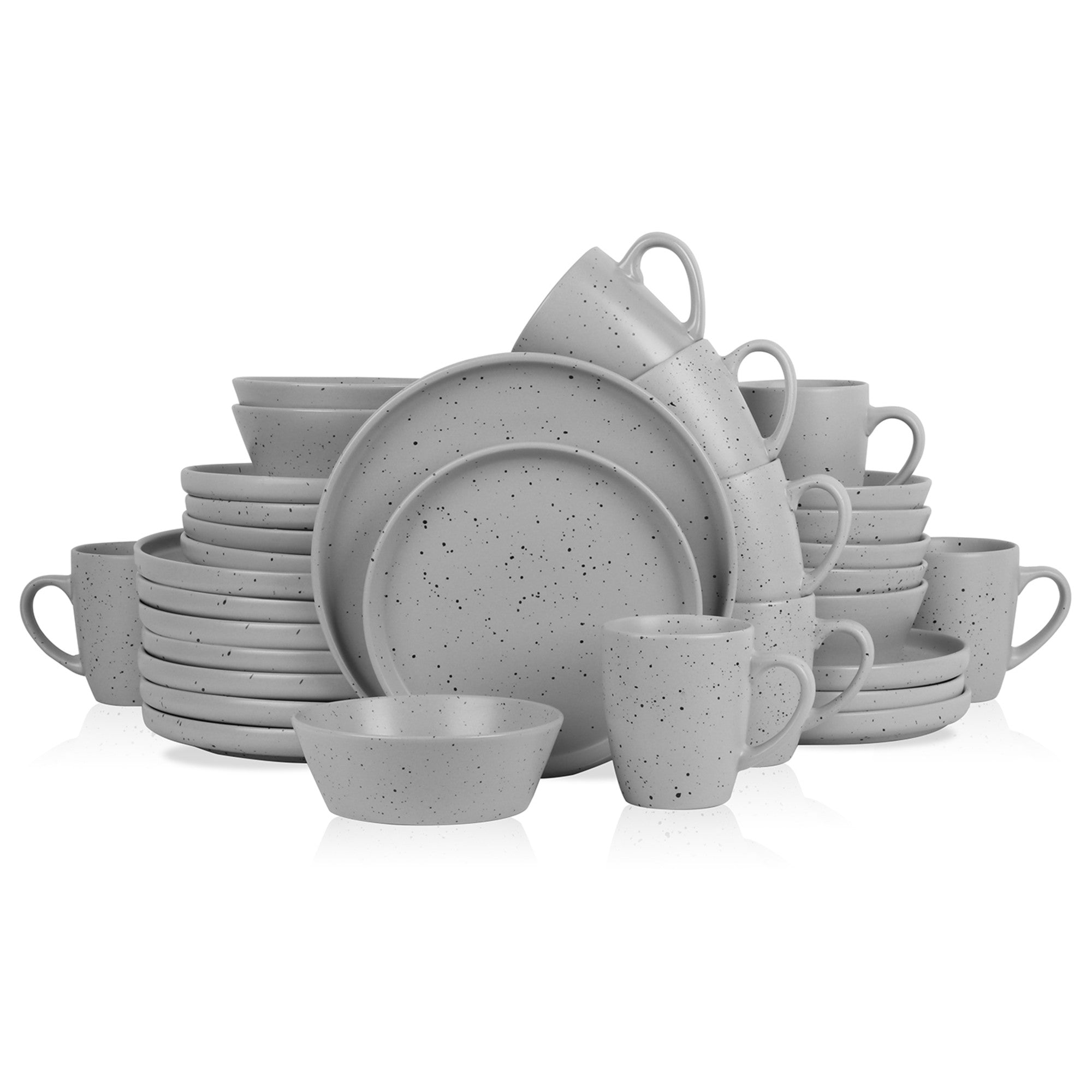 Jade Stoneware Dinnerware Set - Light Gray