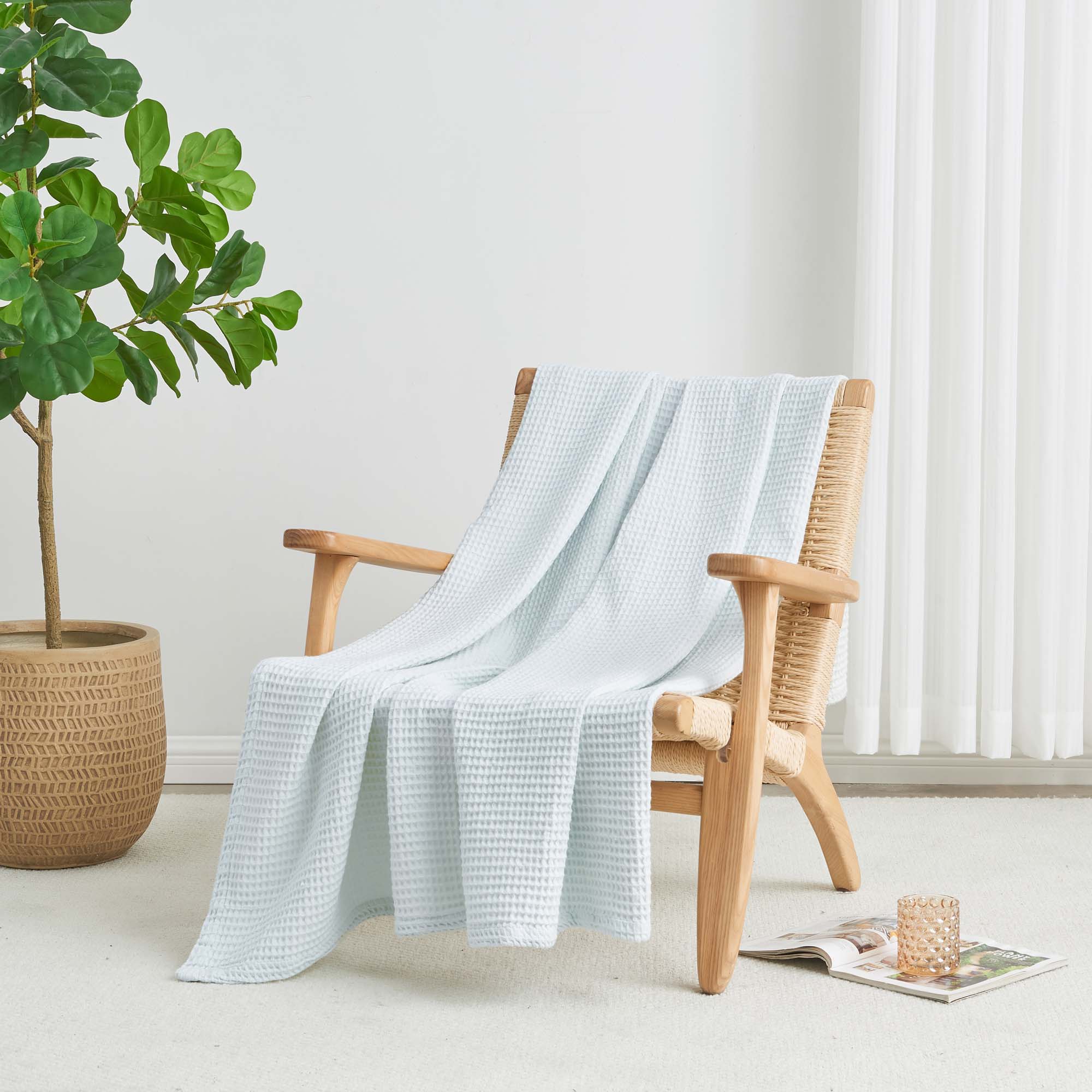 100% Cotton Waffle Weave Blanket - Mikala Collection - Best Buy Furniture